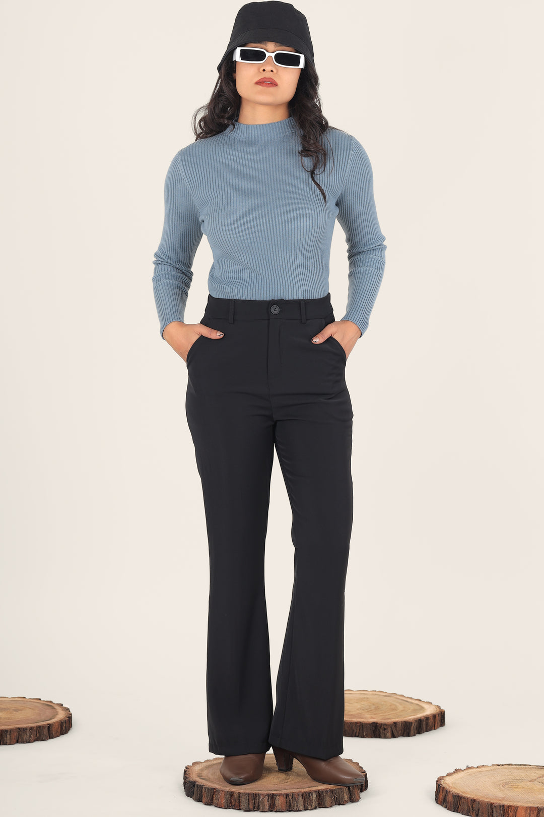 Sky Blue Turtle Neck Top