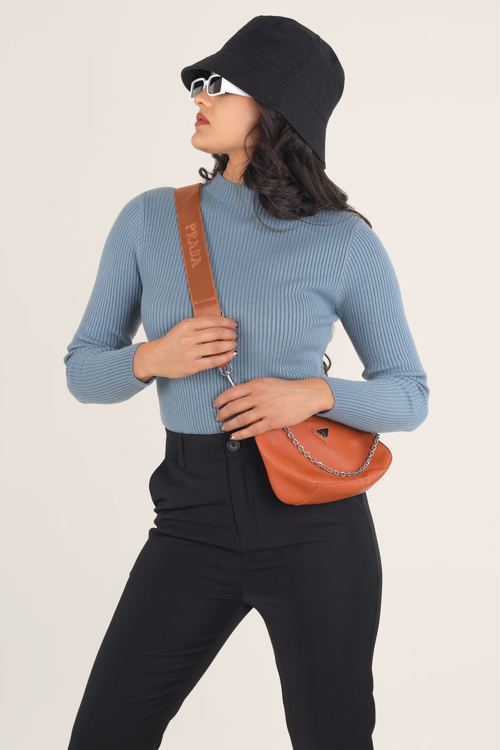 Sky Blue Turtle Neck Top