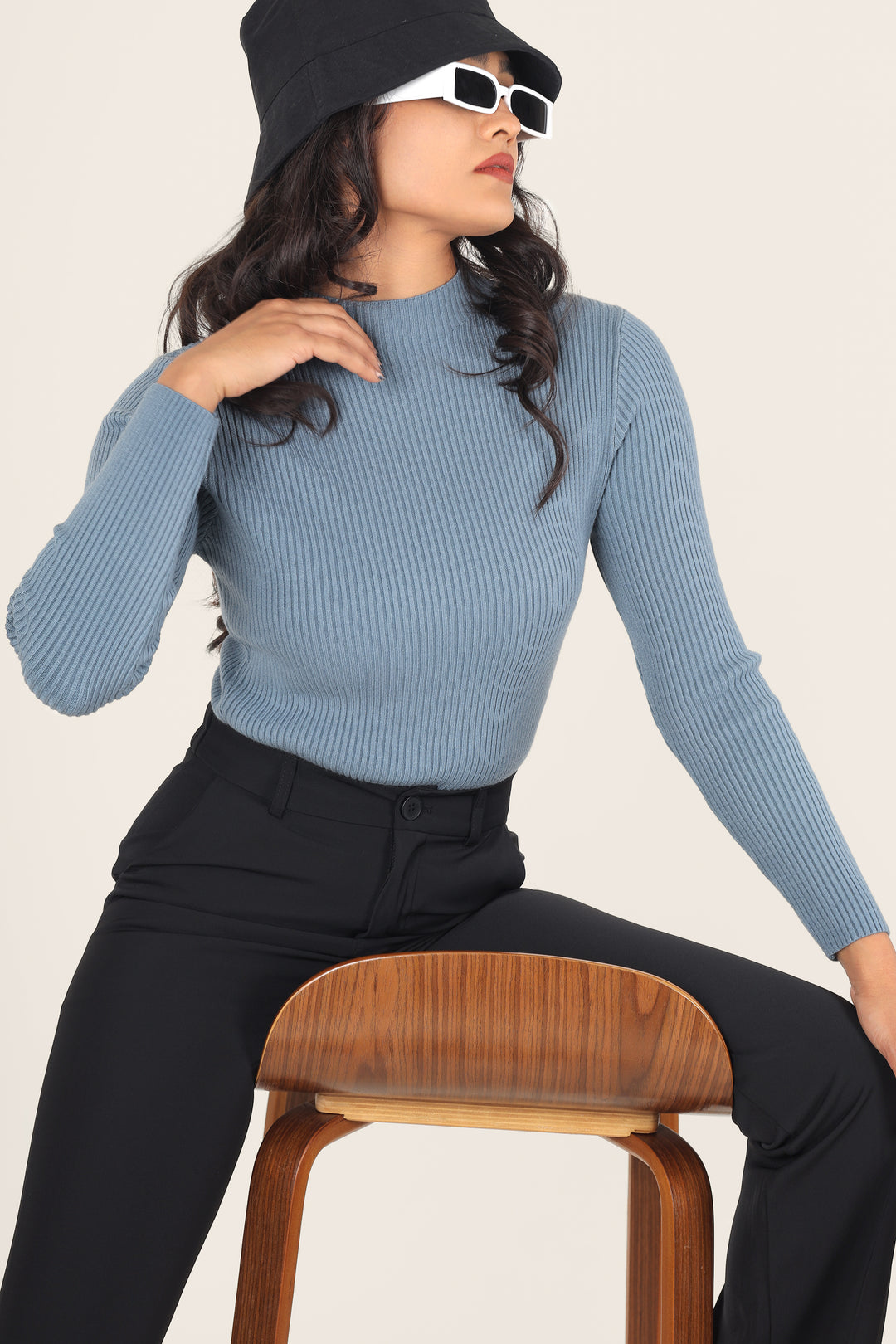 Sky Blue Turtle Neck Top
